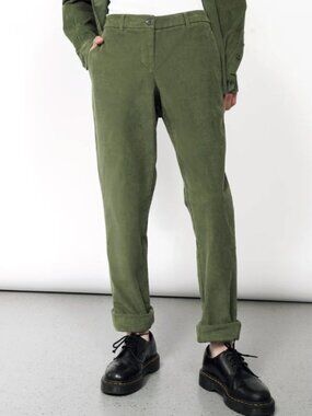 WILDFANG The Essential Corduroy Trousers Cuffed Pants Unisex Green, 6